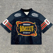 Contrast color vintage mesh sweater