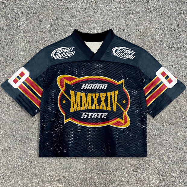 Contrast color vintage mesh sweater