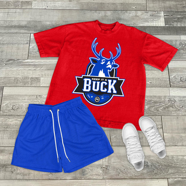 Casual Printed Preppy Loose Short Sleeve T-Shirt Set