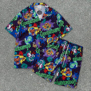 Vintage Beach Graffiti Shirt Shorts Set