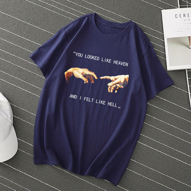 Pure cotton pullover short sleeve cartoon anime round neck T-shirt