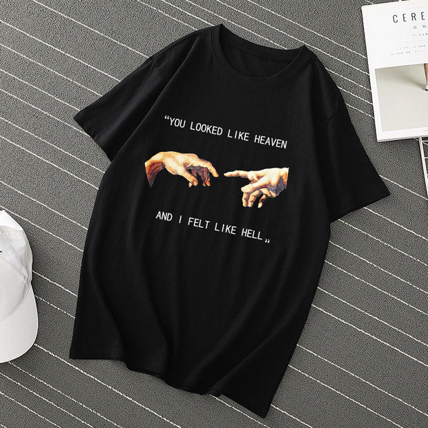 Pure cotton pullover short sleeve cartoon anime round neck T-shirt