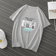 Pure cotton pullover short sleeve cartoon anime round neck T-shirt