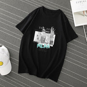 Pure cotton pullover short sleeve cartoon anime round neck T-shirt