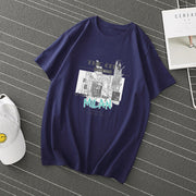 Pure cotton pullover short sleeve cartoon anime round neck T-shirt