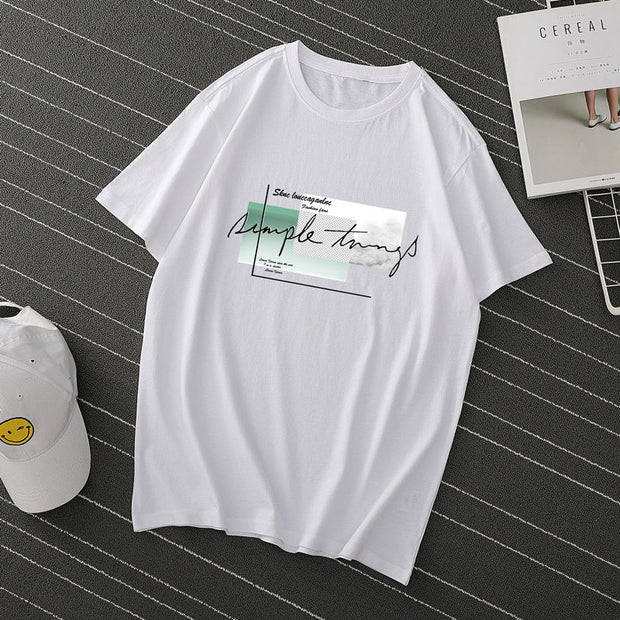 Pure cotton pullover short sleeve cartoon anime round neck T-shirt