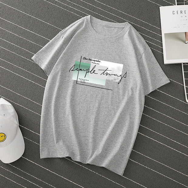 Pure cotton pullover short sleeve cartoon anime round neck T-shirt