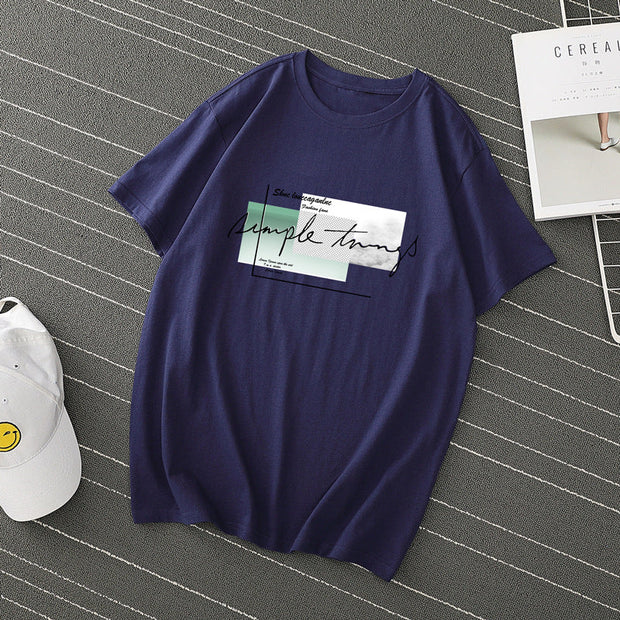 Pure cotton pullover short sleeve cartoon anime round neck T-shirt