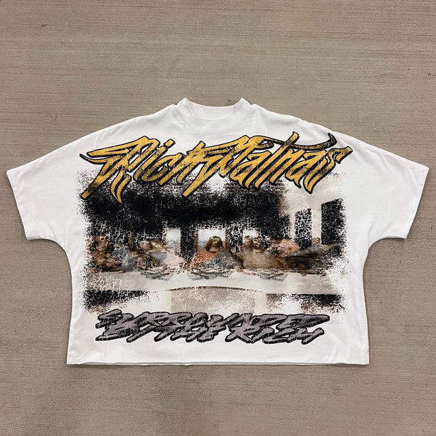 Jesus Cross Print Short Sleeve T-Shirt