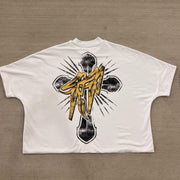 Jesus Cross Print Short Sleeve T-Shirt