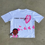 Fashion Free Your Mind Print Short Sleeve T-Shirt