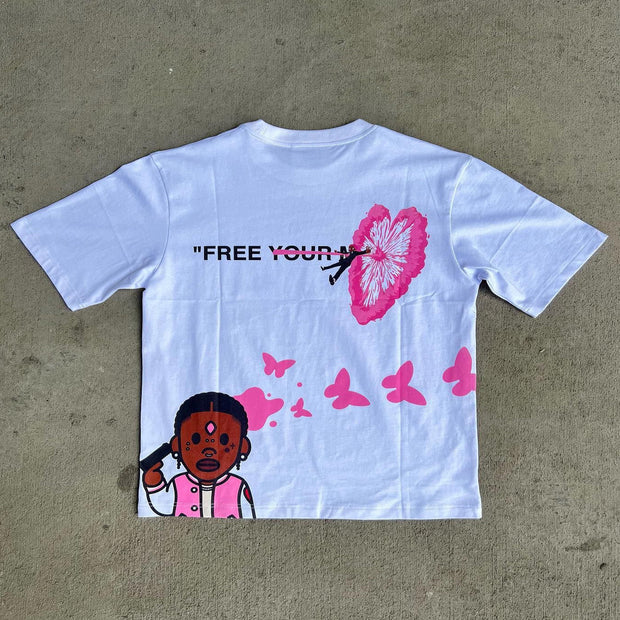 Fashion Free Your Mind Print Short Sleeve T-Shirt