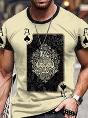 Casual round neck short sleeve digital print slim pullover men's T-shirt