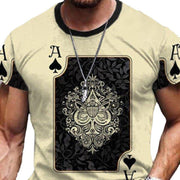 Casual round neck short sleeve digital print slim pullover men's T-shirt