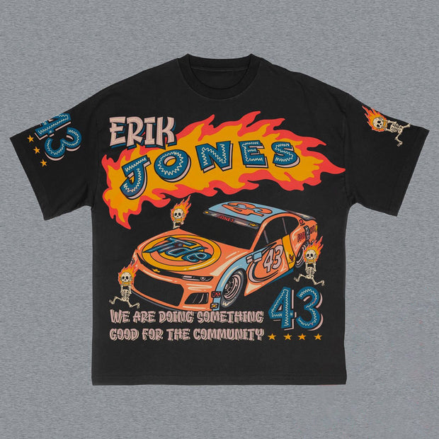 Trendy Personalized Racing Print T-Shirt