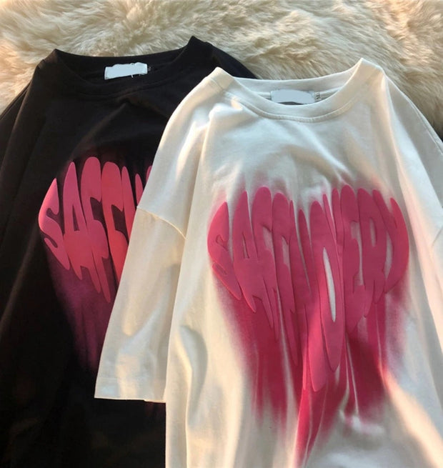 Trendy print design niche half-sleeved American street T-shirt