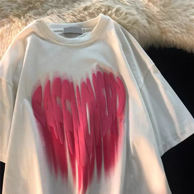 Trendy print design niche half-sleeved American street T-shirt