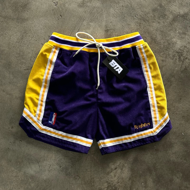 Fashion contrast corduroy shorts