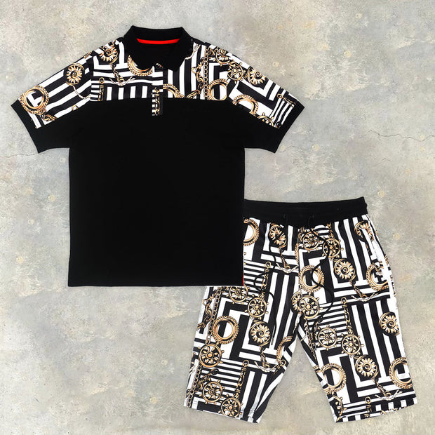 Personalized polo-neck T-shirt casual shorts set