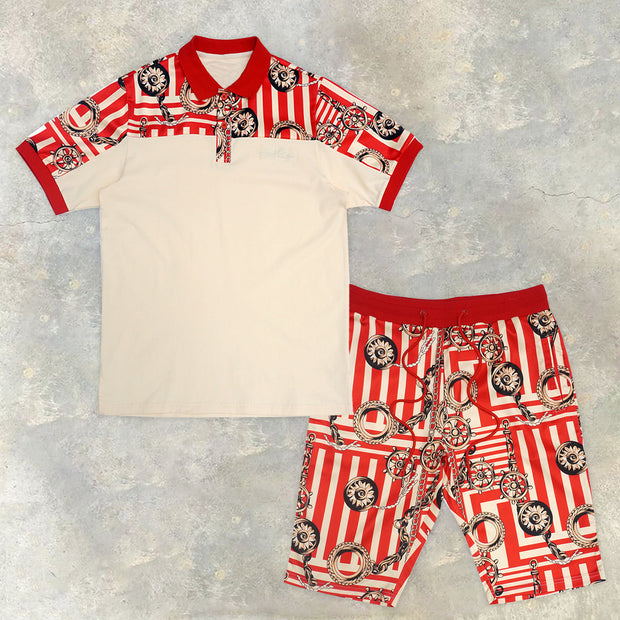 Personalized polo-neck T-shirt casual shorts set