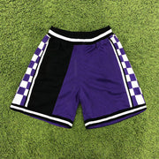 Plaid stitching sports casual shorts
