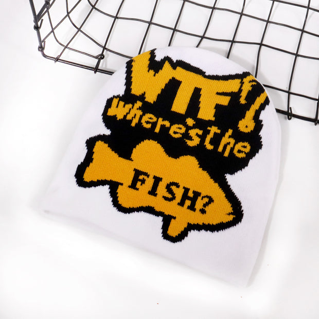WTF letter jacquard knitted hat