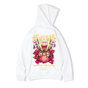 Fashion casual oversize print plus fleece hooded sweater men