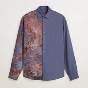 Retro print stitching fashion shirt