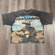 Fashion Guitarist Print Short Sleeve T-Shirt