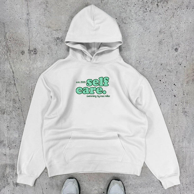 Self Care Print Long Sleeve Hoodies
