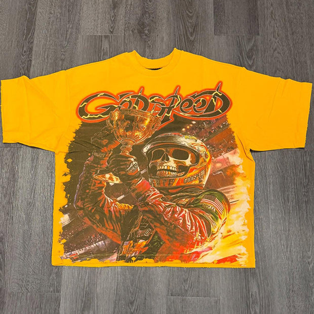 Personalized skull print short-sleeved T-shirt