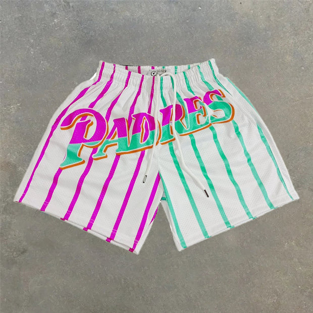 Fashion personality striped letter print shorts