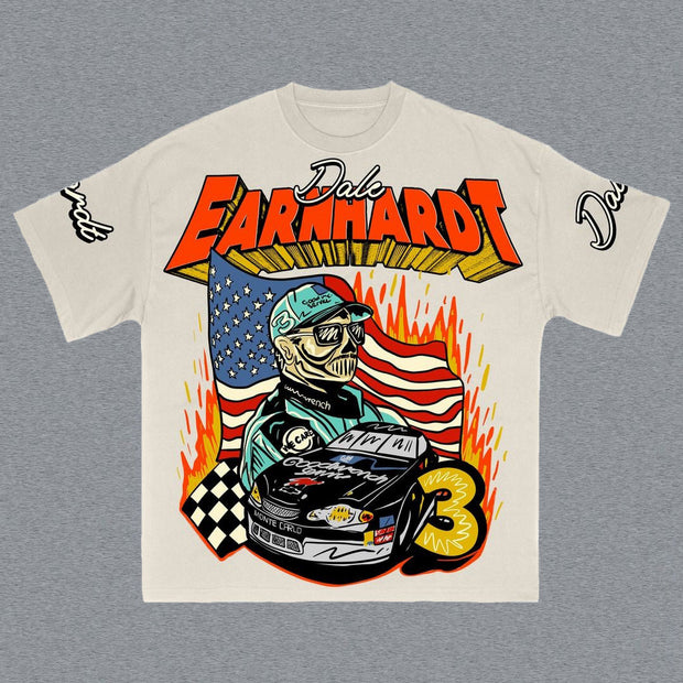 Fashion Racing Print Short Sleeve T-Shirt