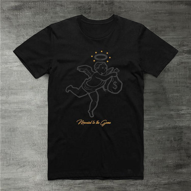 Angel print short-sleeved T-shirt