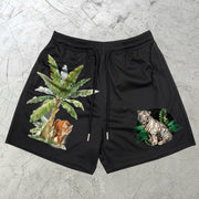 Tiger Graphic Casual Art Mesh Shorts