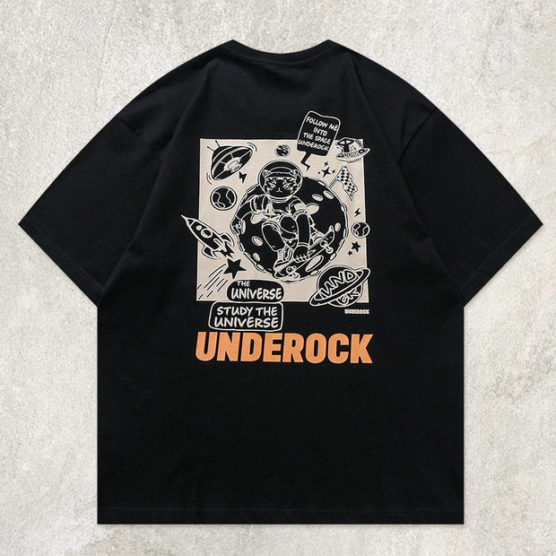 Skateboard Space Cat Graphic Tee