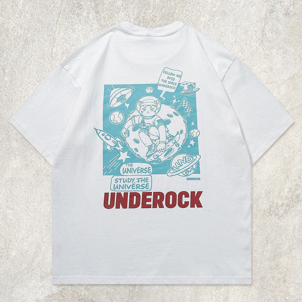 Skateboard Space Cat Graphic Tee