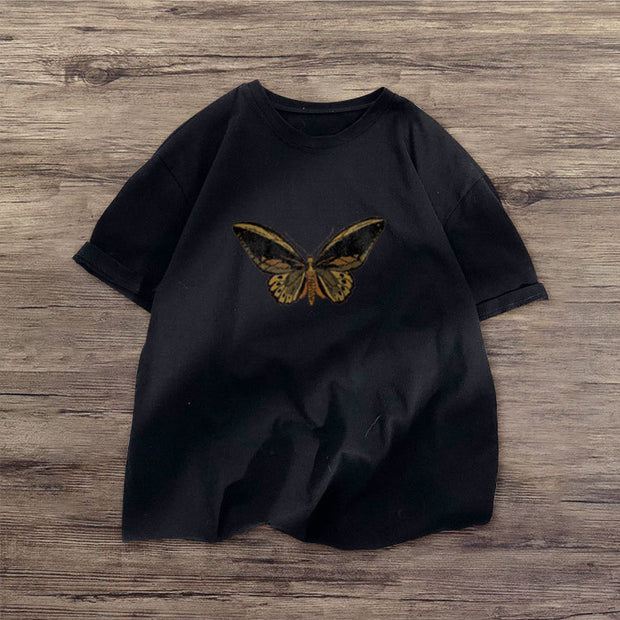 Retro butterfly casual short-sleeved T-shirt