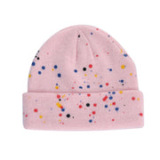Spray-painted colorful polka dot graffiti wool knitting hat