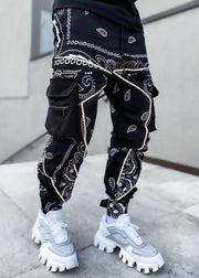 Fashion men's loose street style multi-pocket trousers
