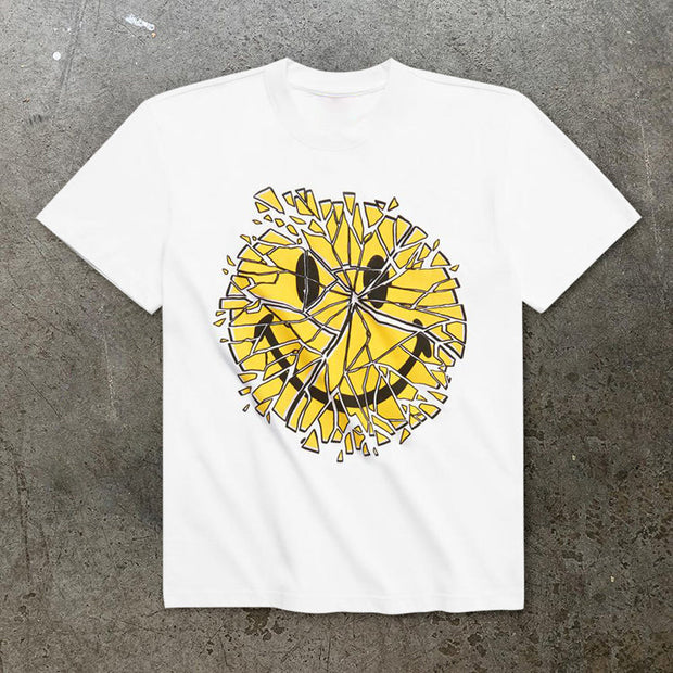 Personality broken smiley T-shirt