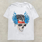 Fashionable personality skull preppy short-sleeved T-shirt