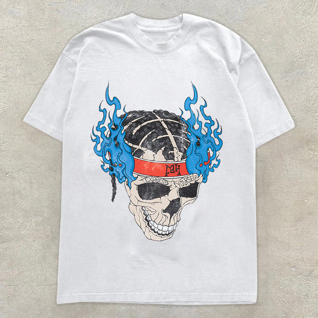 Fashionable personality skull preppy short-sleeved T-shirt