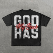 God Has My Back Print Short Sleeve T-shirt