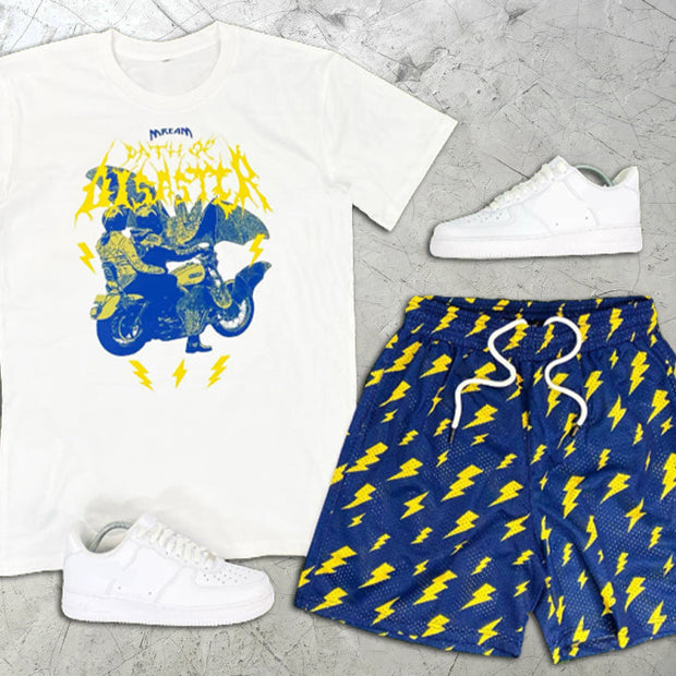 Graphic Print Short Sleeve Two-Piece Shorts