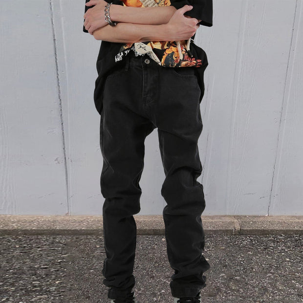 Button Down Jeans Straight Leg High Street Breasted Pants