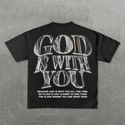 God Is With You Print Short Sleeve T-Shirt