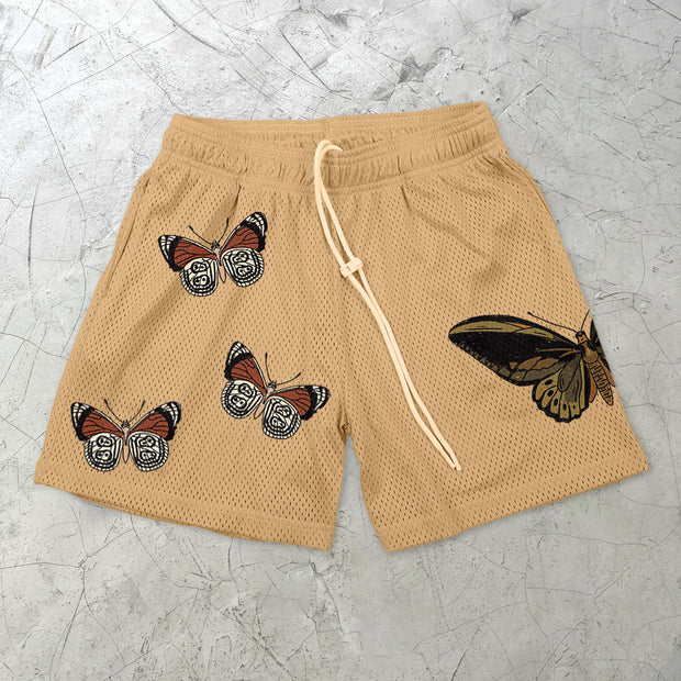 Retro Butterfly Casual Street Mesh Shorts