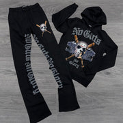 Personalized street mask letter hoodie trousers two-piece set