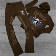 Personalized street mask letter hoodie trousers two-piece set